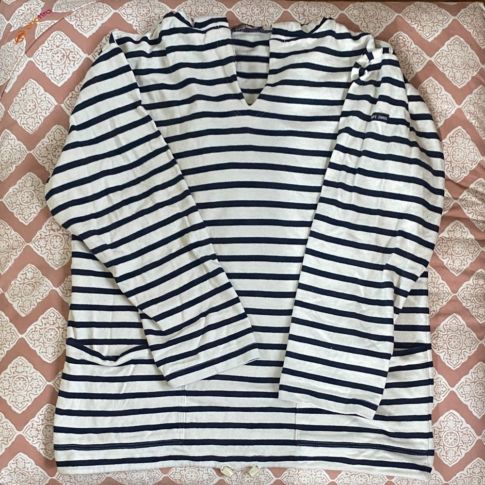 Saint James French size XS Striped black and white Long Sleeve Top with hood
